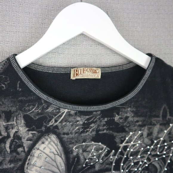 Blue Canyon Made in USA Embellished Butterfly Tee Shirt Womens Large - Picture 3 of 8